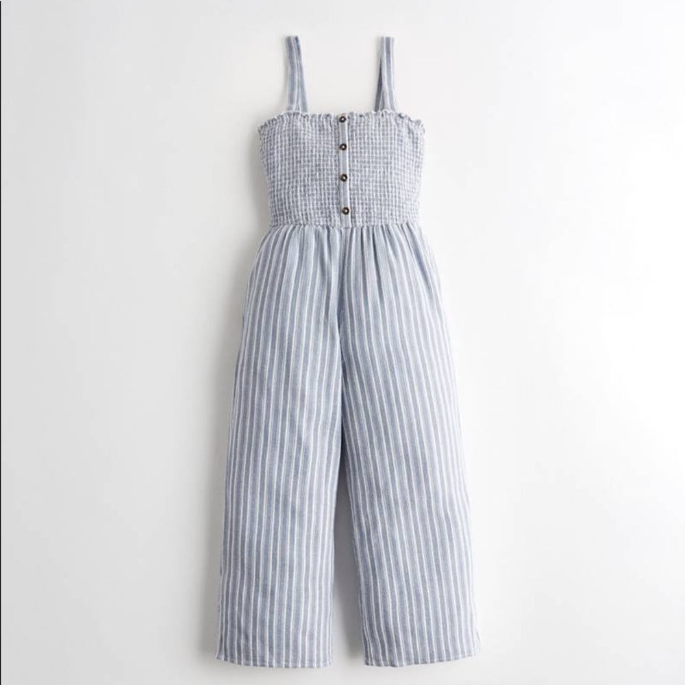 NWT Crop Wide-Leg Linen-Blend Jumpsuit
